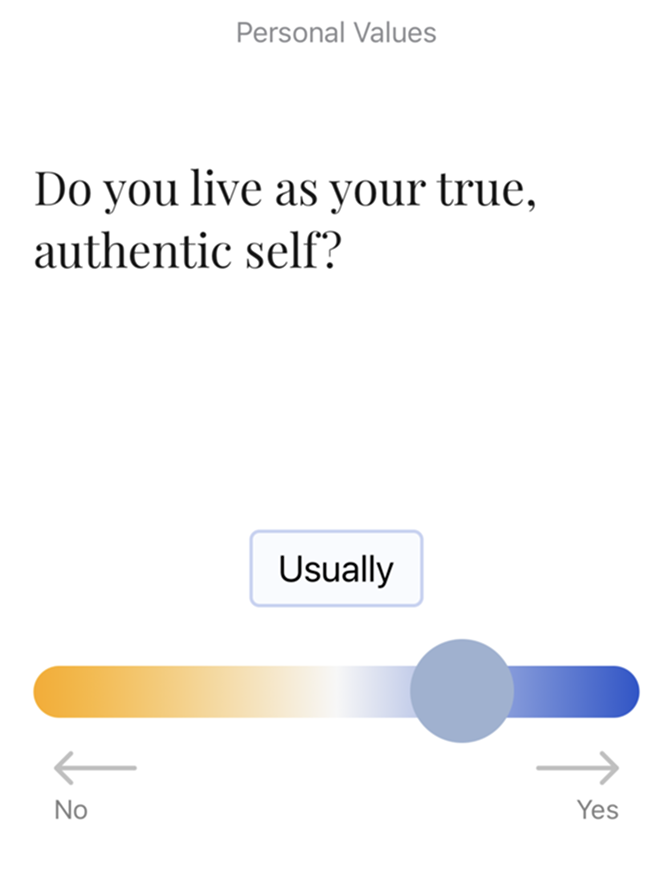 True authentic self question screen